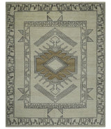 Natural Wool Hand Knotted Ivory, Beige and Black Traditional Heriz Serapi Wool Multi Size wool Area Rug, Kids, Living Room and Bedroom Rug