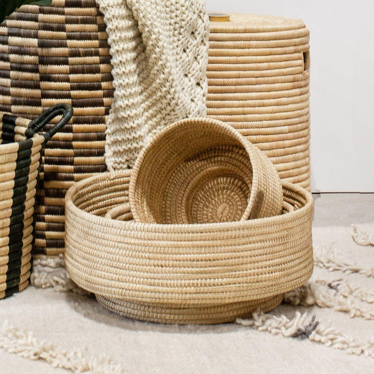 Natural Woven Dengu Basket-Baskets-Parc Decor