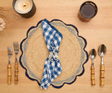 Nautical Anchor Napkin Rings – Coastal Table Decor, Handmade Raffia Napkin Holders, Set of 4 Blue and White Anchor Rings, Ocean Party Decor-Napkins-Parc Decor