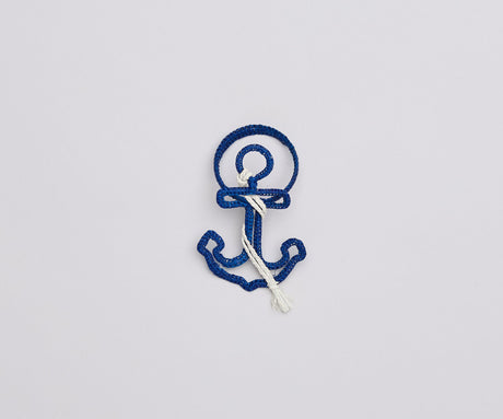 Nautical Anchor Napkin Rings – Coastal Table Decor, Handmade Raffia Napkin Holders, Set of 4 Blue and White Anchor Rings, Ocean Party Decor-Napkins-Parc Decor