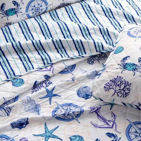 Nautical Anchor Quilt Set - Azure Collection-Quilts-Parc Decor
