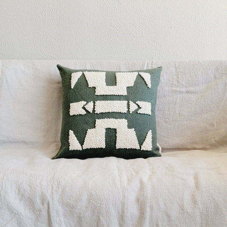 Ndebele Forest Green Throw Pillow-Throw Pillows & Blankets-Parc Decor