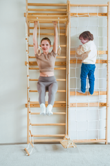 Neem 79" | Swedish Ladder & Rope Wall, Indoor Wooden Climber for Kids