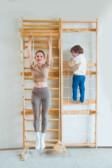 Neem 79" | Swedish Ladder & Rope Wall, Indoor Wooden Climber for Kids