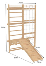 Neem 79" | Swedish Ladder & Rope Wall, Indoor Wooden Climber for Kids