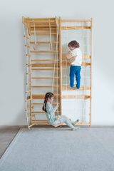 Neem 95" | Swedish Ladder & Rope Wall, Indoor Wooden Climber for Kids