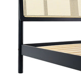 Neru Boho Curved Rattan-Headboard Bed Collection (Queen or King)-Bedroom-Parc Decor