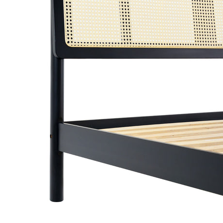 Neru Boho Curved Rattan-Headboard Bed Collection (Queen or King)-Bedroom-Parc Decor