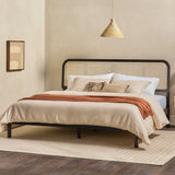 Neru Boho Curved Rattan-Headboard Bed Collection (Queen or King)-Bedroom-Parc Decor