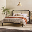 Neru Boho Curved Rattan-Headboard Bed Collection (Queen or King)-Bedroom-Parc Decor
