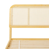 Neru Boho Curved Rattan-Headboard Bed Collection (Queen or King)-Bedroom-Parc Decor