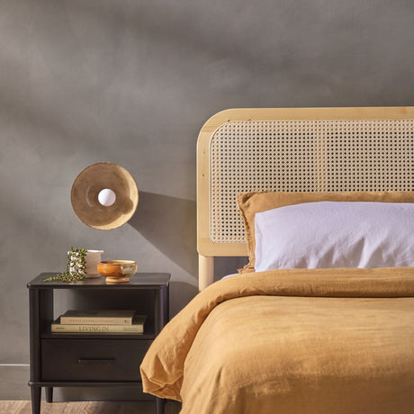 Neru Boho Curved Rattan-Headboard Bed Collection (Queen or King)-Bedroom-Parc Decor