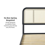 Neru Boho Curved Rattan-Headboard Bed Collection (Queen or King)-Bedroom-Parc Decor