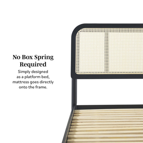 Neru Boho Curved Rattan-Headboard Bed Collection (Queen or King)-Bedroom-Parc Decor