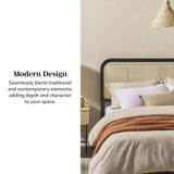 Neru Boho Curved Rattan-Headboard Bed Collection (Queen or King)-Bedroom-Parc Decor