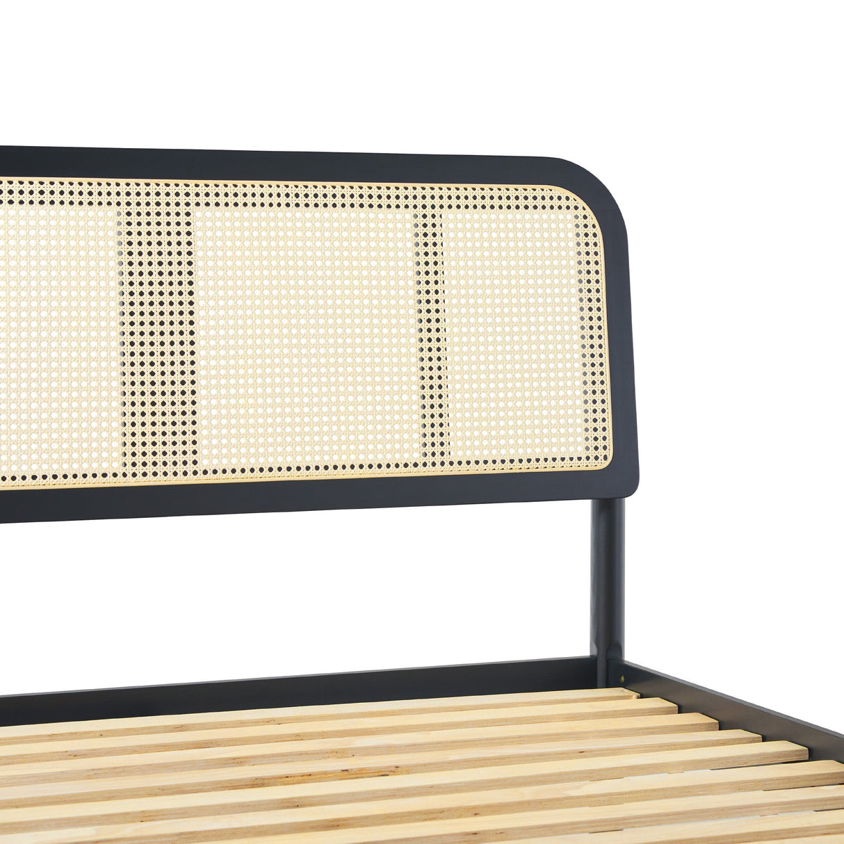Neru Boho Curved Rattan-Headboard Bed Collection (Queen or King)-Bedroom-Parc Decor