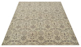 Neutral 8x10 Hand Knotted Camel and Brown Floral Traditional Antique Style Wool Area Rug