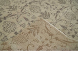 Neutral 8x10 Hand Knotted Camel and Brown Floral Traditional Antique Style Wool Area Rug