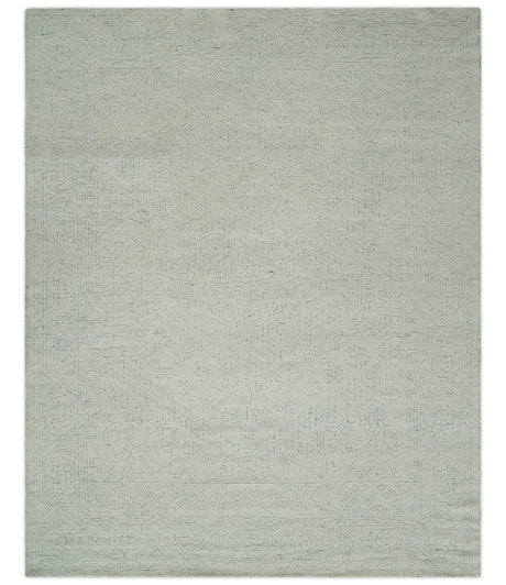 Neutral Contemporary 8x10 Medallion Beige 8x10 Hand knotted wool area rug
