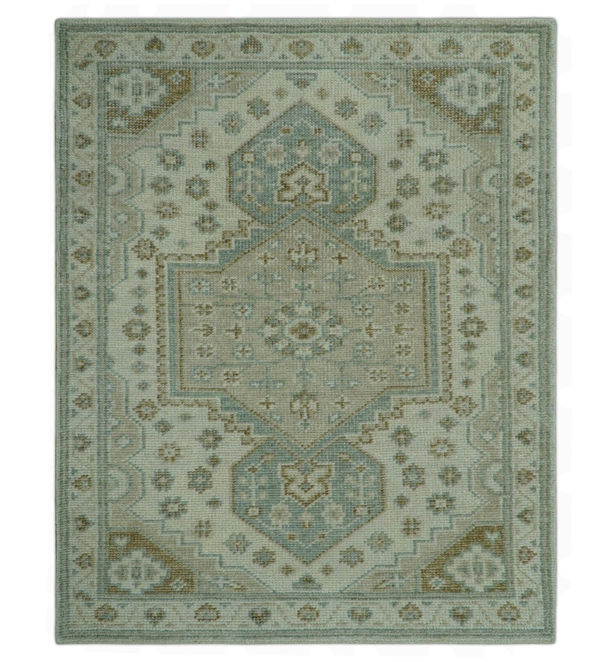Neutral Ivory, Brown and Gray Hand knotted Traditional Multi Size wool Area Rug