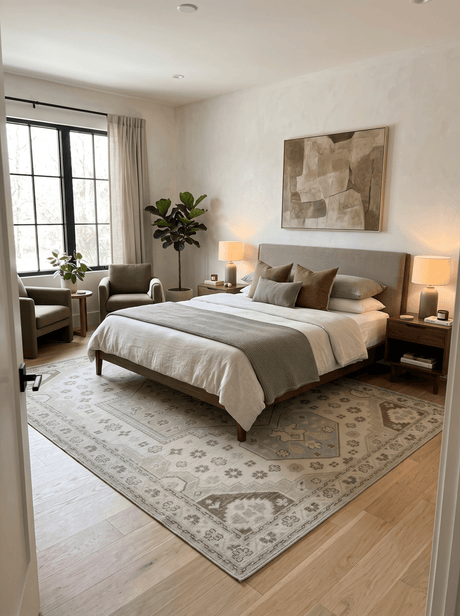 Neutral Ivory, Brown and Gray Hand knotted Traditional Multi Size wool Area Rug