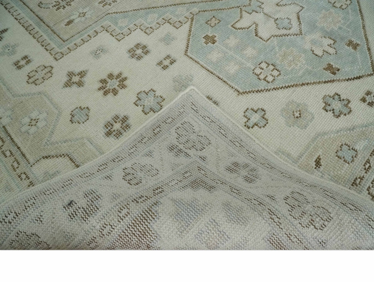 Neutral Ivory, Brown and Gray Hand knotted Traditional Multi Size wool Area Rug