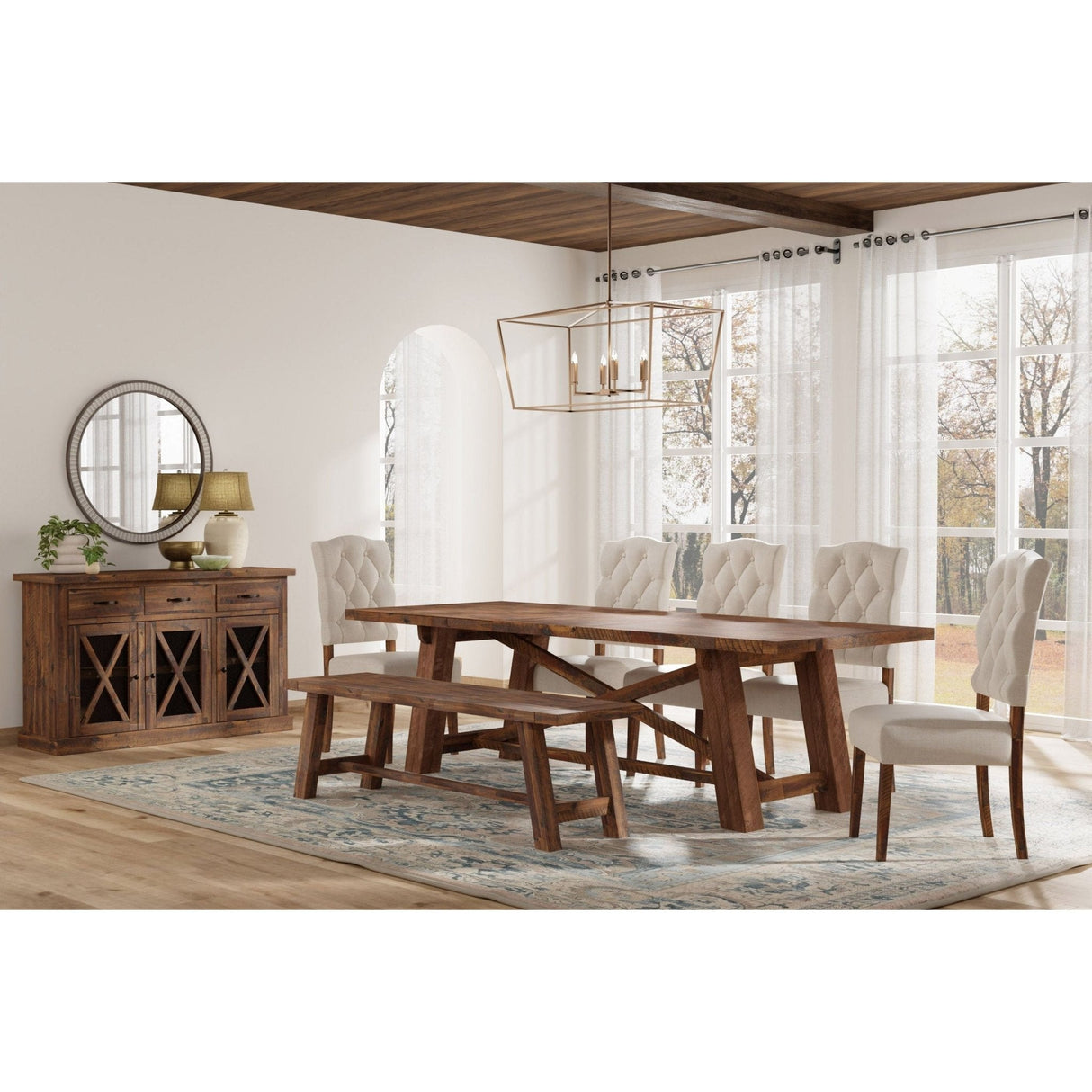 Newberry Rectangular Dining Table, Medium Brown-Dining Tables-Parc Decor