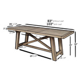 Newberry Rectangular Dining Table, Weathered Natural-Dining Tables-Parc Decor