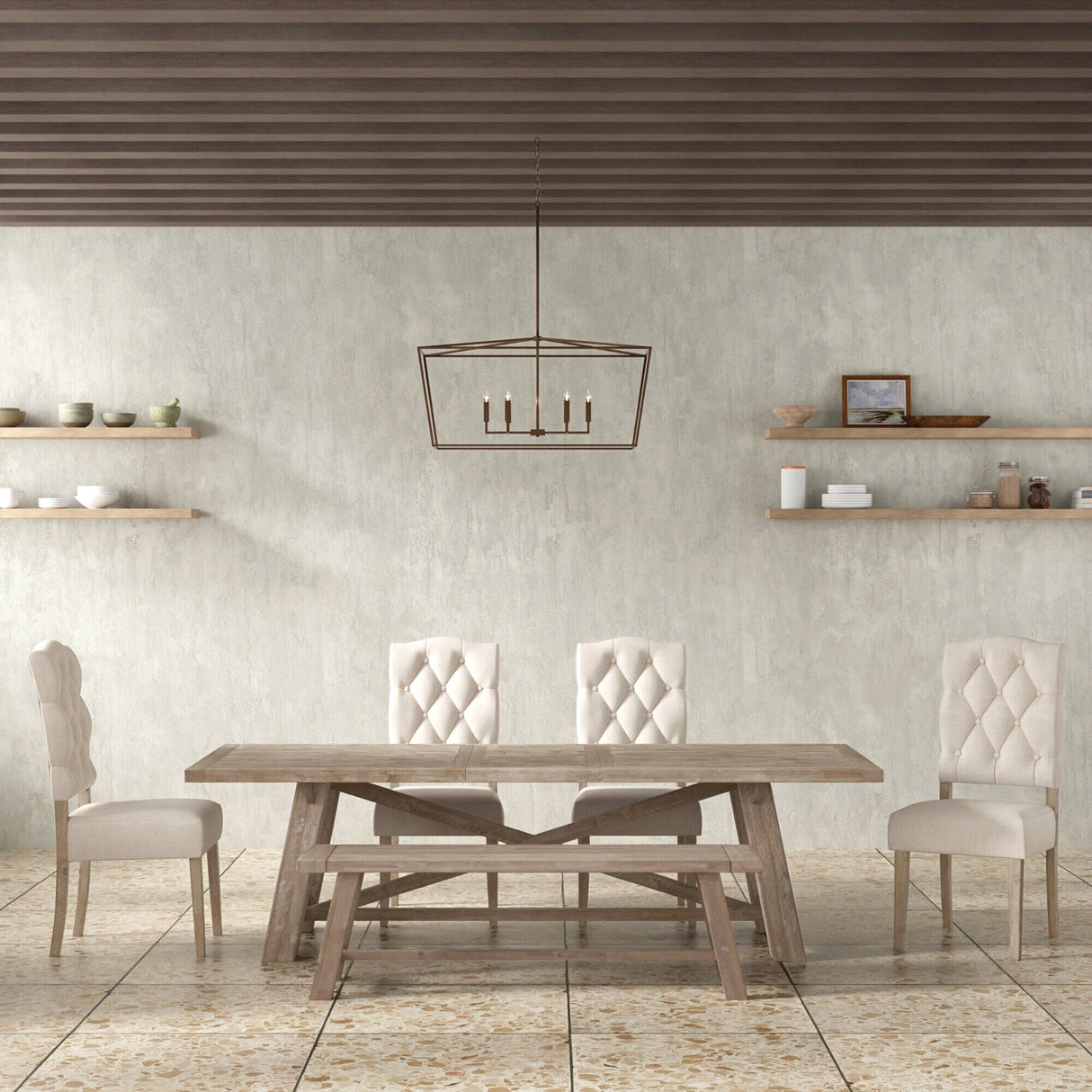 Newberry Rectangular Dining Table, Weathered Natural-Dining Tables-Parc Decor