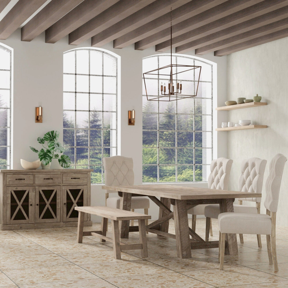 Newberry Rectangular Dining Table, Weathered Natural-Dining Tables-Parc Decor