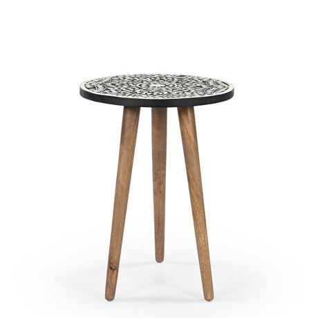 Nilgiri bone inlay end table-End table-Parc Decor