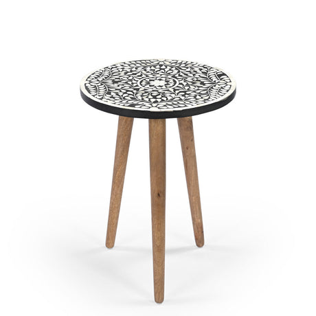 Nilgiri bone inlay end table-End table-Parc Decor