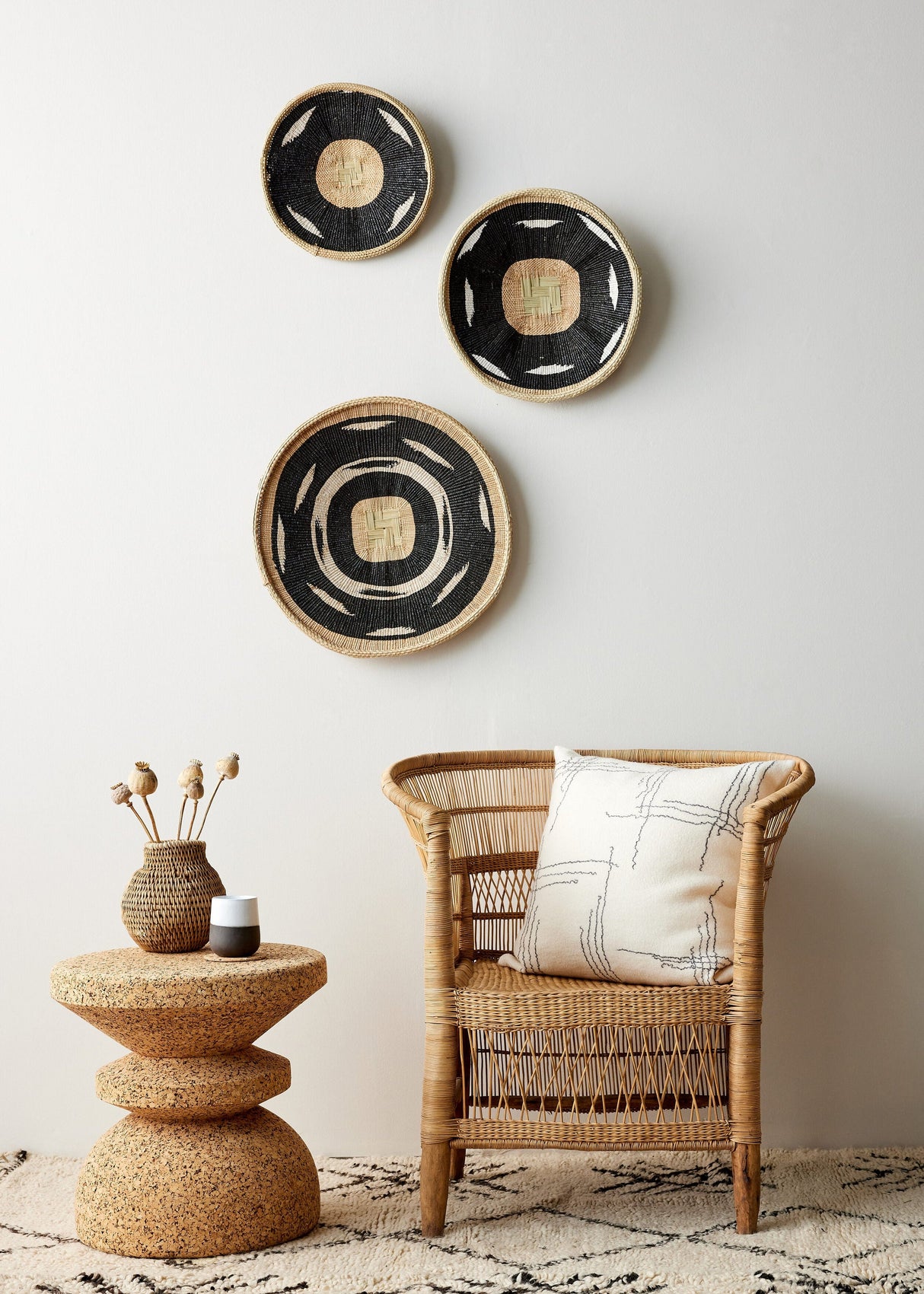 Nolyia Black Flat Basket-Wall Basket-Parc Decor