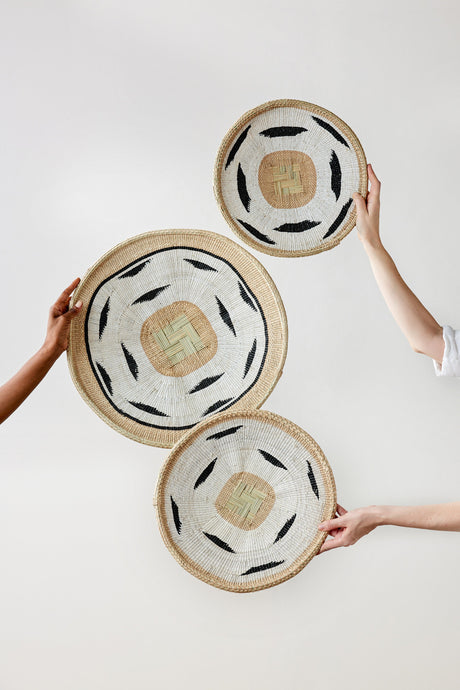 Nolyia White Flat Basket-Wall Basket-Parc Decor