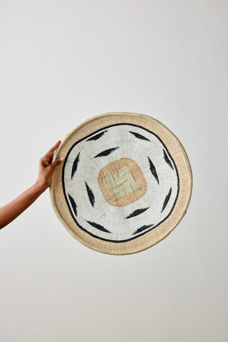 Nolyia White Flat Basket-Wall Basket-Parc Decor