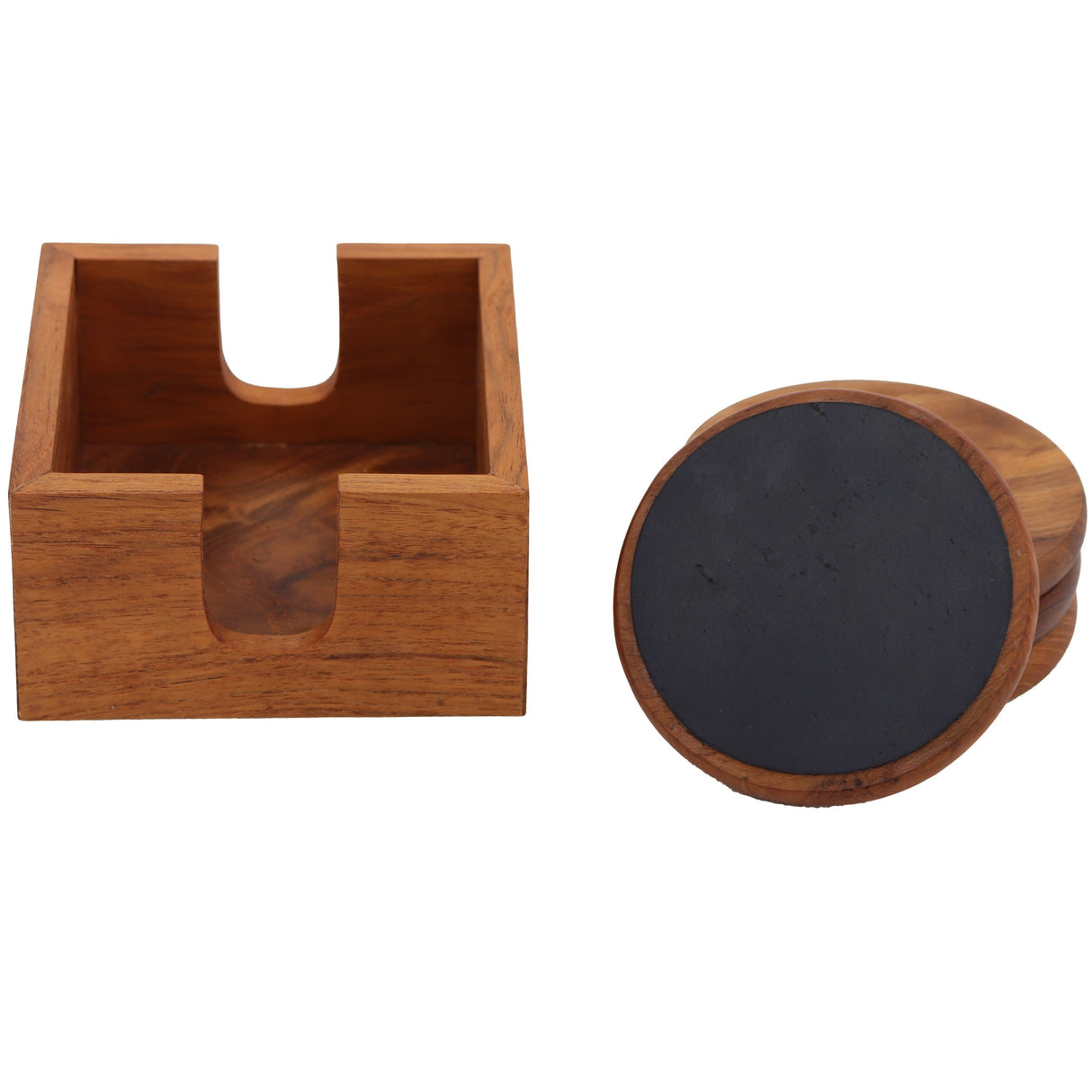 Nordic Rustic Teak Table Coasters Set-Coaster-Parc Decor