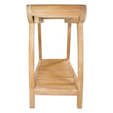 Norwegian Natural Teak Shower and Bath Curved Spa Bench with Shelf-Parc Decor