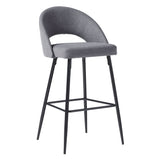 O Modern 2-Piece Minimalist Upholstered Bar Stool Set of 2-Dining / Kitchen-Parc Decor