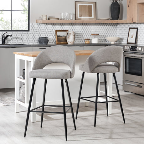 O Modern 2-Piece Minimalist Upholstered Bar Stool Set of 2-Dining / Kitchen-Parc Decor