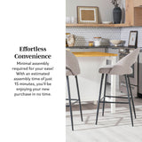 O Modern 2-Piece Minimalist Upholstered Bar Stool Set of 2-Dining / Kitchen-Parc Decor