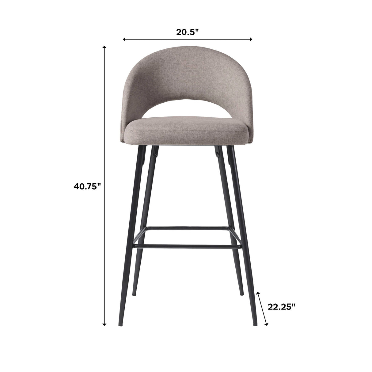 O Modern 2-Piece Minimalist Upholstered Bar Stool Set of 2-Dining / Kitchen-Parc Decor