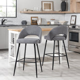 O Modern 2-Piece Minimalist Upholstered Bar Stool Set of 2-Dining / Kitchen-Parc Decor