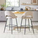 O Modern 2-Piece Minimalist Upholstered Bar Stool Set of 2-Dining / Kitchen-Parc Decor