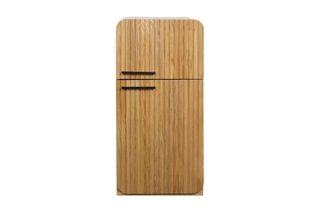 Oak Fluted Play Fridge – Montessori Wooden Toy Refrigerator