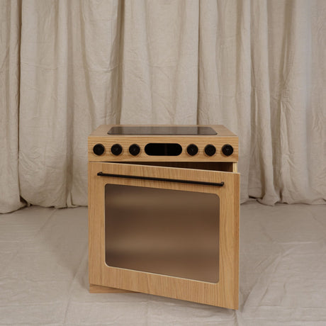 Oak Fluted Play Oven – Montessori Wooden Toy Kitchen