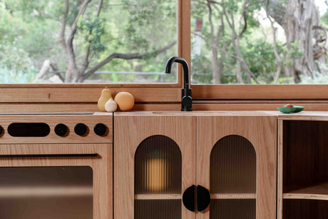 Oak Fluted Sink – Montessori Wooden Play Kitchen
