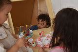 Oak Montessori Play Tent & Climber | Wooden Activity House with Rock Wall, Chalkboard, Desk & Stool