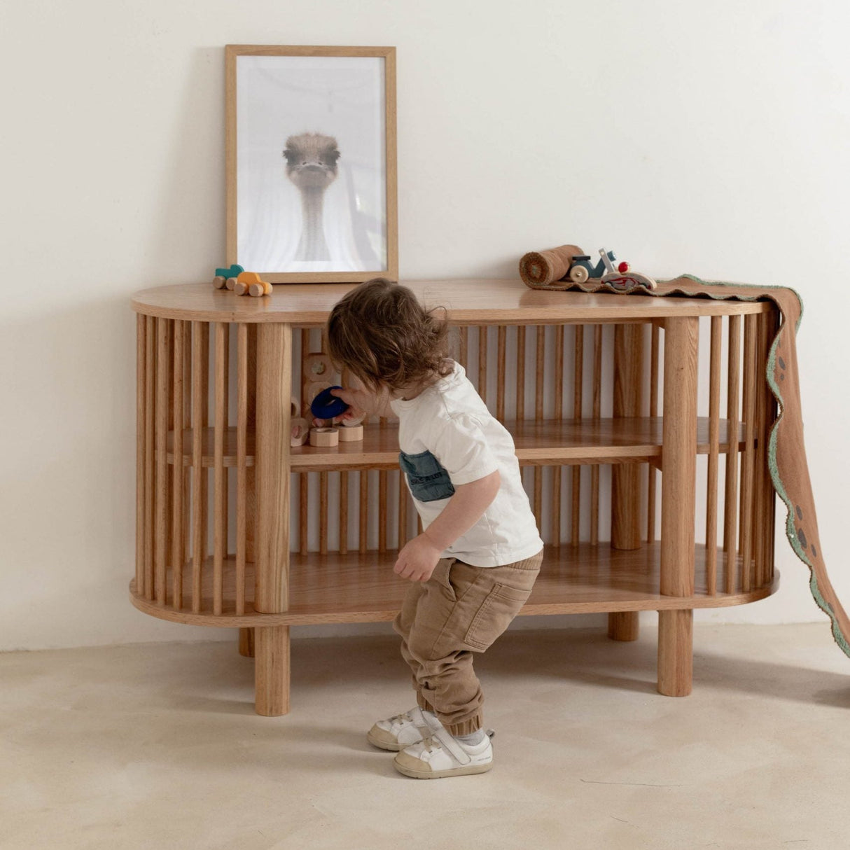 Oak Two Tiered Fluted Shelf