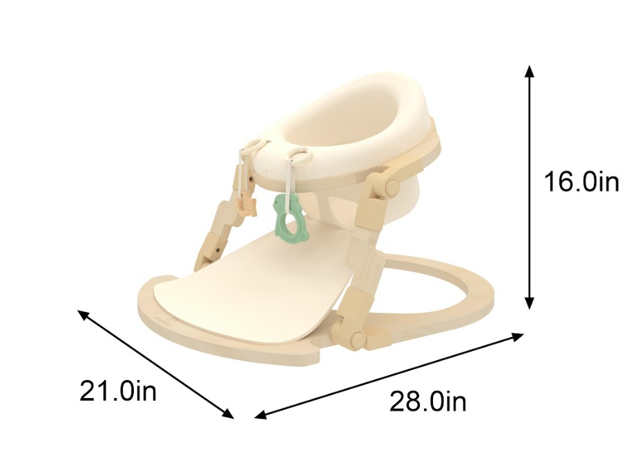 Oakling Foldable Wooden Baby Activity Seat | Plush Sit-Up Play Seat for 10 to 18 Months