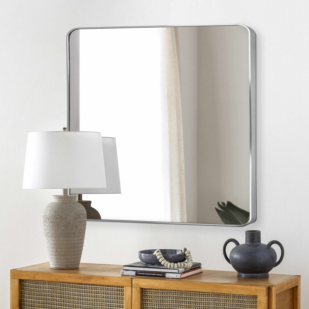 Ockenfels Modern Arched Silver Gray Wall Mirror-Mirrors-Parc Decor